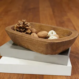 وعاء خشبي مزخرف مصنوع يدويًا – قطعة مركزية أنيقة للطاولة