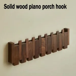 رف معطف البيانو المثبت على الحائط من الخشب الطبيعي