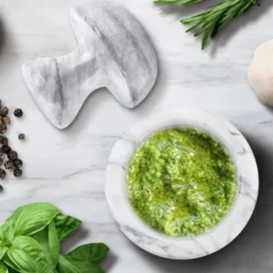 هاون ومدقة ثوم رخامية يدوية بتصميم كلاسيكي