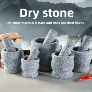 هاون ومدقة ثوم جرانيت يدوية للاستخدام المنزلي والتجاري